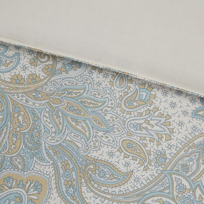 Ivory Cotton Queen Comforter Set with Paisley Print