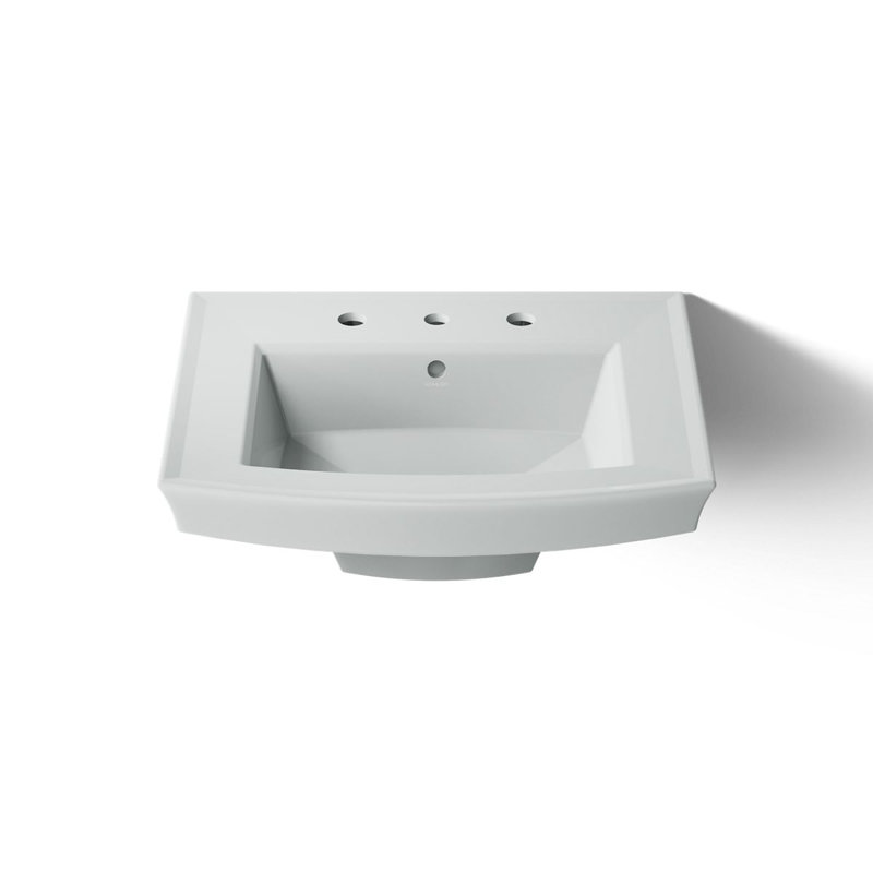 Archer® Vitreous China Rectangular Pedestal Bathroom Sink with Overflow, Black, 4'' Centers