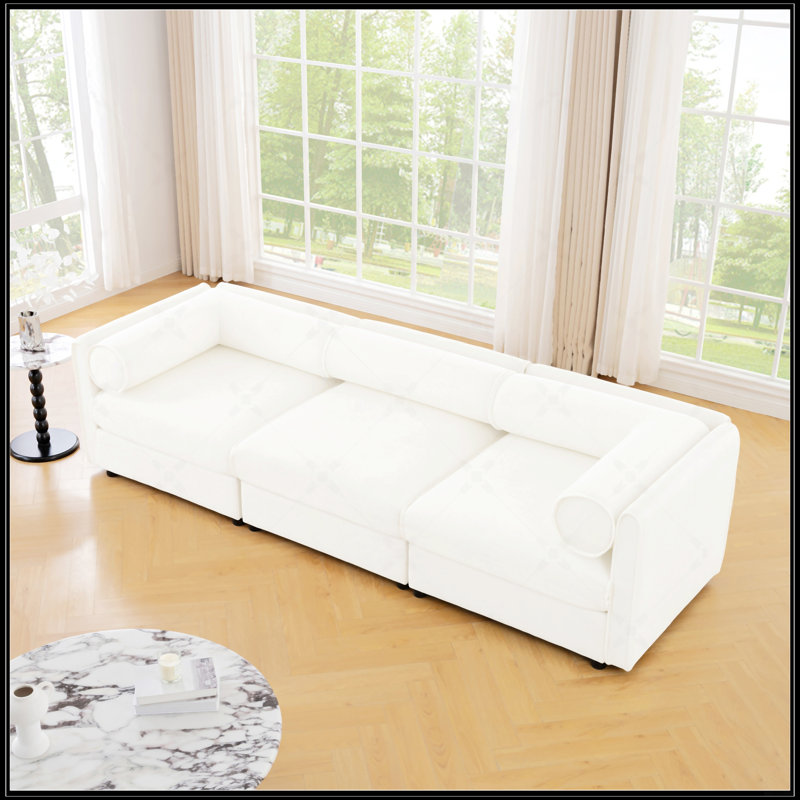 Canapé en chenille avec siège de rangement, Blanc