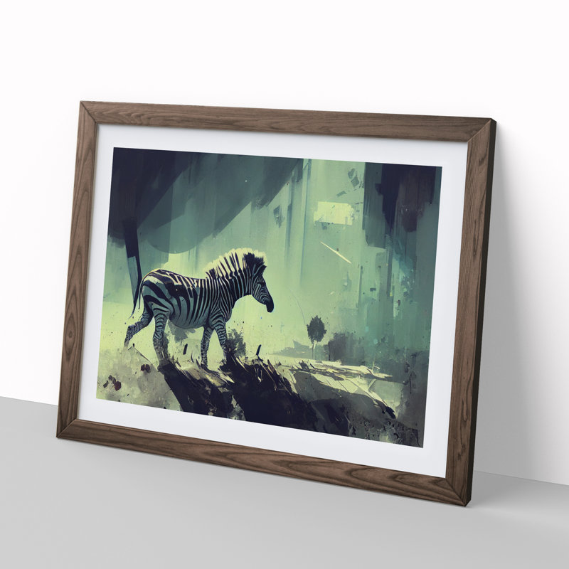 Zebra Vol.1 - Single Picture Frame Painting, 46cm H x 64cm W x 2cm D, Walnut