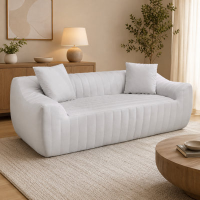 Causeuse surdimensionnée en similicuir, siège profond à 2 places avec 2 coussins décoratifs pour le salon, les appartements et les petits espaces