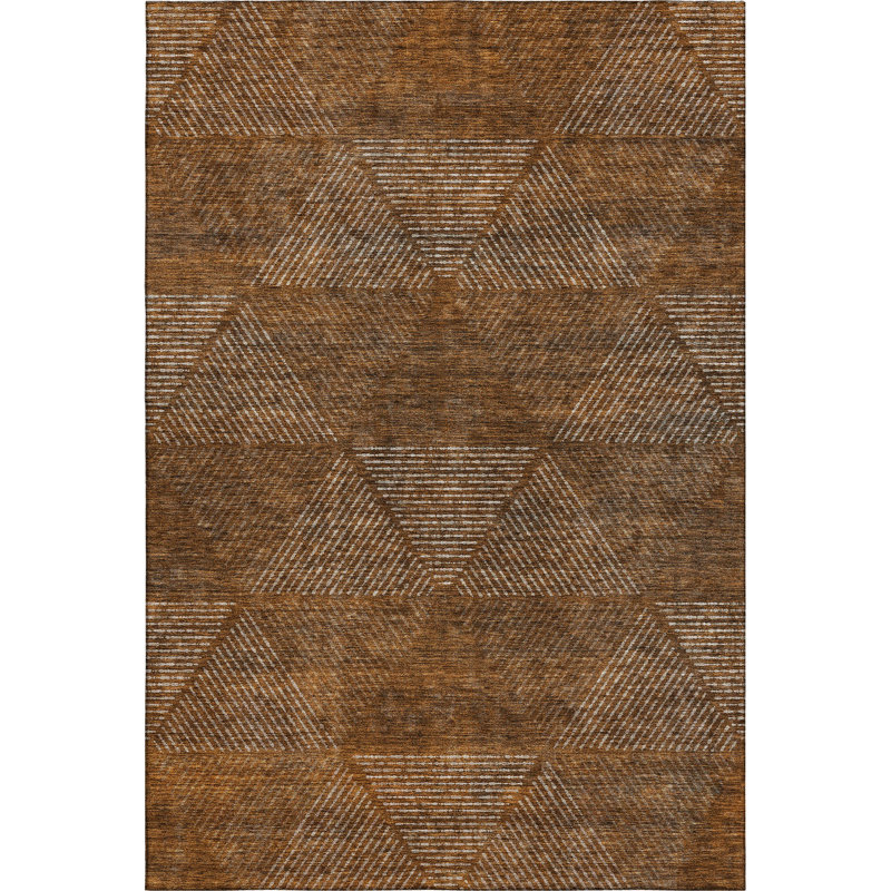 Premium Machine Washable Prisco Terracotta Rug, Rectangle 2'6" x 3'10"