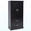 Armoire de rangement haute pour salle de bain, armoire avec deux portes et tiroirs, tablette réglable, panneau de fibres à densité moyenne, noir-1972032509