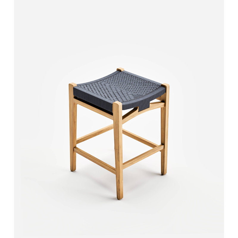Outdoor Teak Bar Stool, Charcoal, 24"