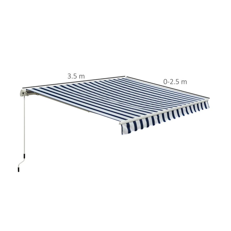 META 350cm W x 250cm D Fabric Cover Retractable Patio Awning, Green