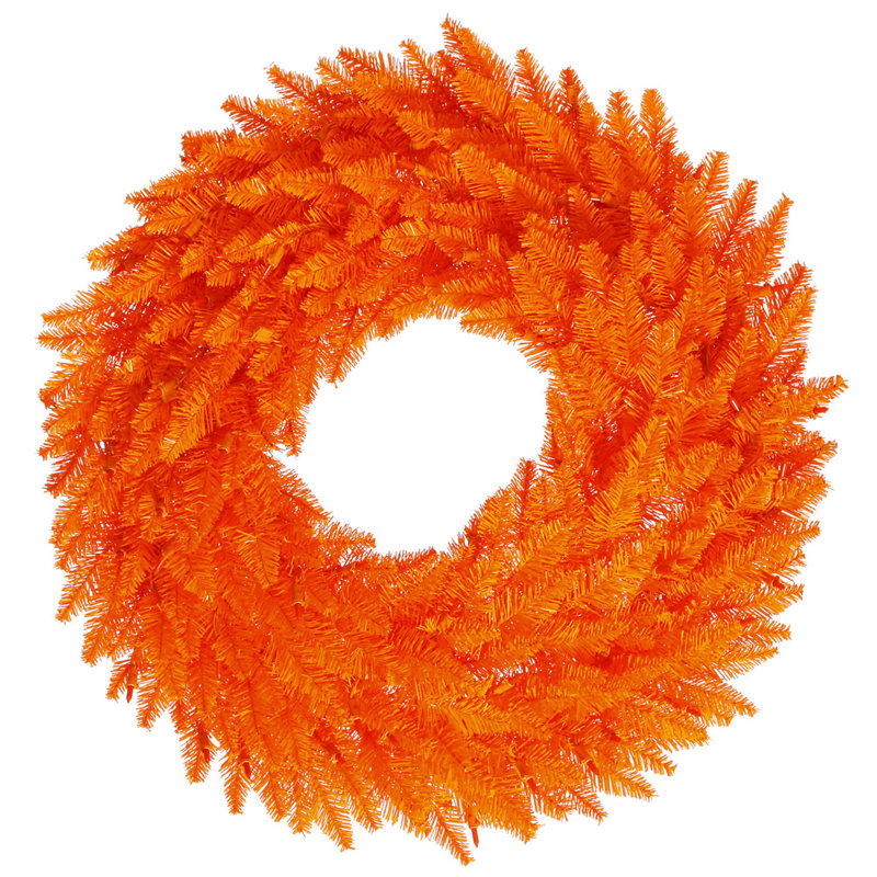 Couronne de Noël artificielle en PVC, H 60 po x l 60 po x P 5 po, Orange