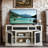 Embossed Pattern TV Stand, TV and Media Console with Open and Closed Storage Space,Entertainment Center