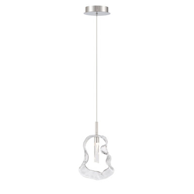 Pendant, 13", Polished Nickel, Clear Glass