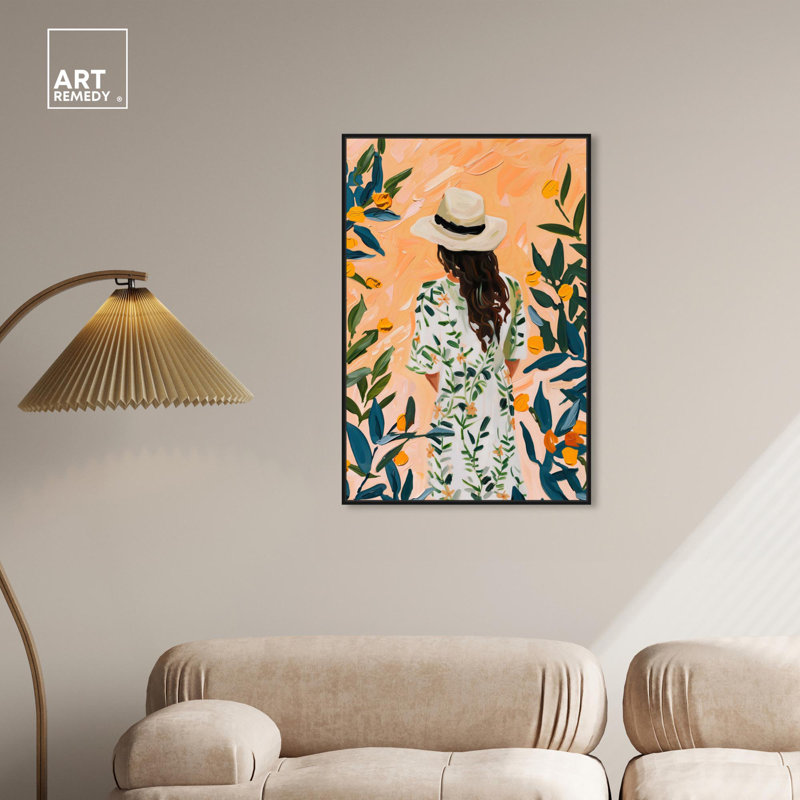 Spring Views Boho Colorful Canvas Art with Black Frame