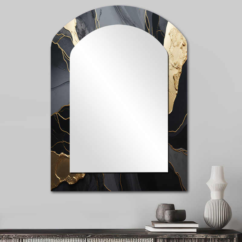 Minimalisme chrome noir et or Poteries, 34 po x 25 po