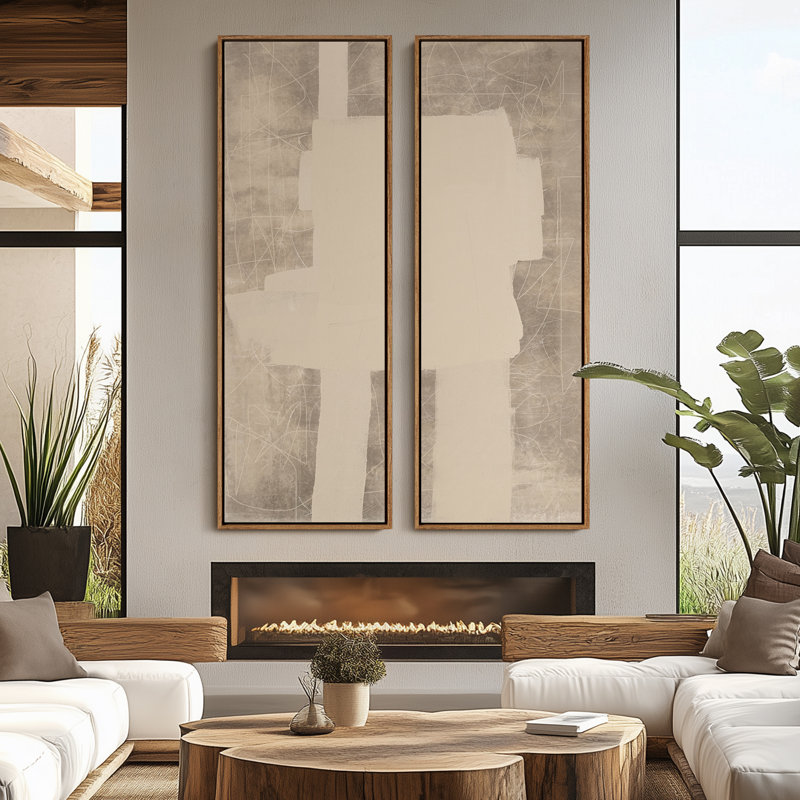 «Vintage Landscape Wall Art», ensemble de 2 toiles encadrées 20 x 60 pouces, Naturel