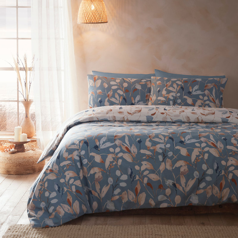 Anya Cotton Blend Floral Duvet Cover Set with Pillowcases Included, King Duvet Cover + 2 Standard Pillowcases