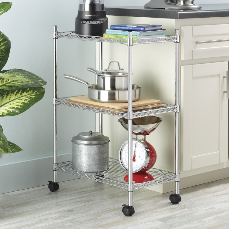 22.5'' W Acrylic Height -Adjustable Shelving Unit with Wheels