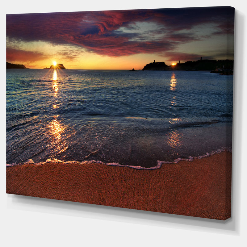Reproduction de photo sur toile tendue, "belle mer de mer au coucher du soleil" belle clear, H 12 po x l 20 po