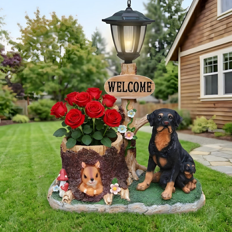 Statue jardinière Rottweiler