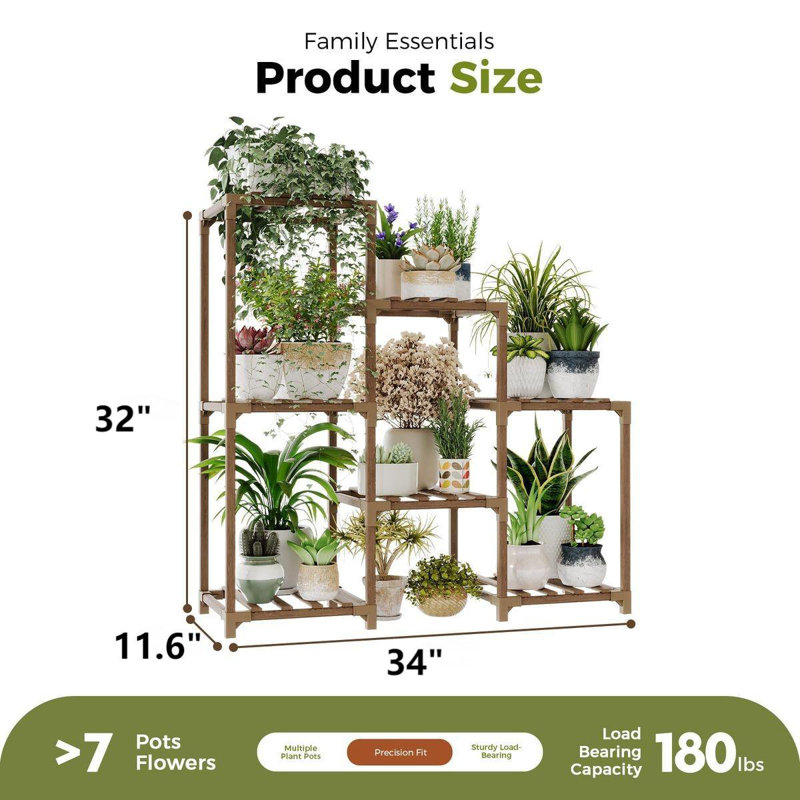 Présentoir à plantes 7 tablettes en bois massif