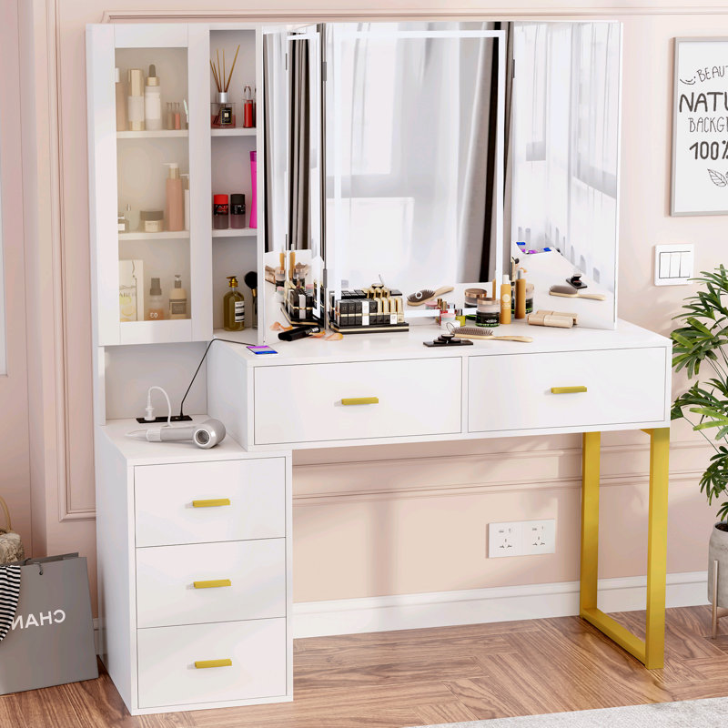 Meuble-lavabo avec miroir lumineux pliable