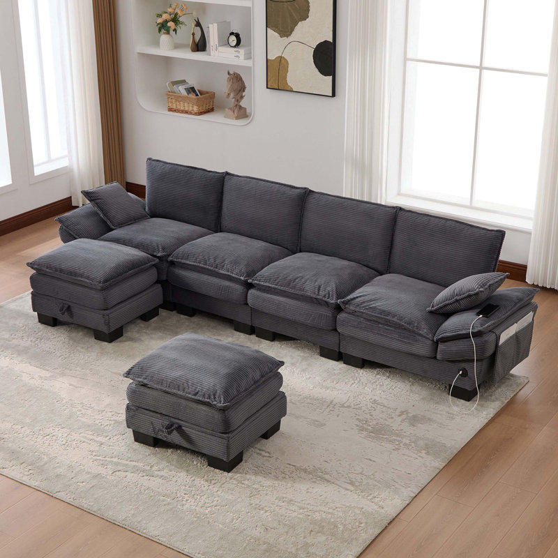 Canapé modulaire modulaire Cloud, canapé en velours côtelé à assise profonde, meubles rembourrés confortables avec plusieurs combinaisons pour le salon, l’appartement, le studio et le bureau