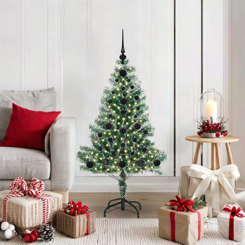 vidaXL Artificial Christmas Tree Snow Flocked with LED Light, 3.94 ft