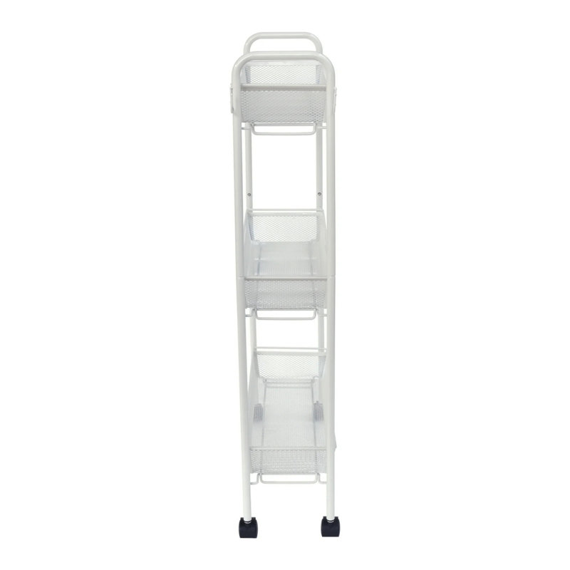 3-Shelf Rolling Bathroom Organization Cart with 2 Hooks