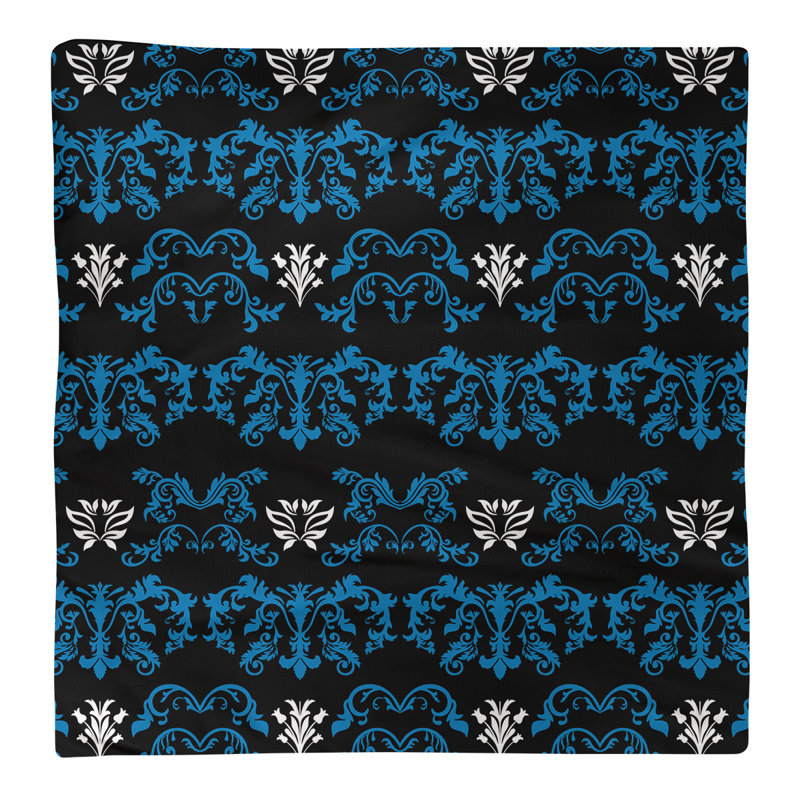Damask Square Napkin, Honolulu Blue/Black/White, Cotton, 10" W x 10" L