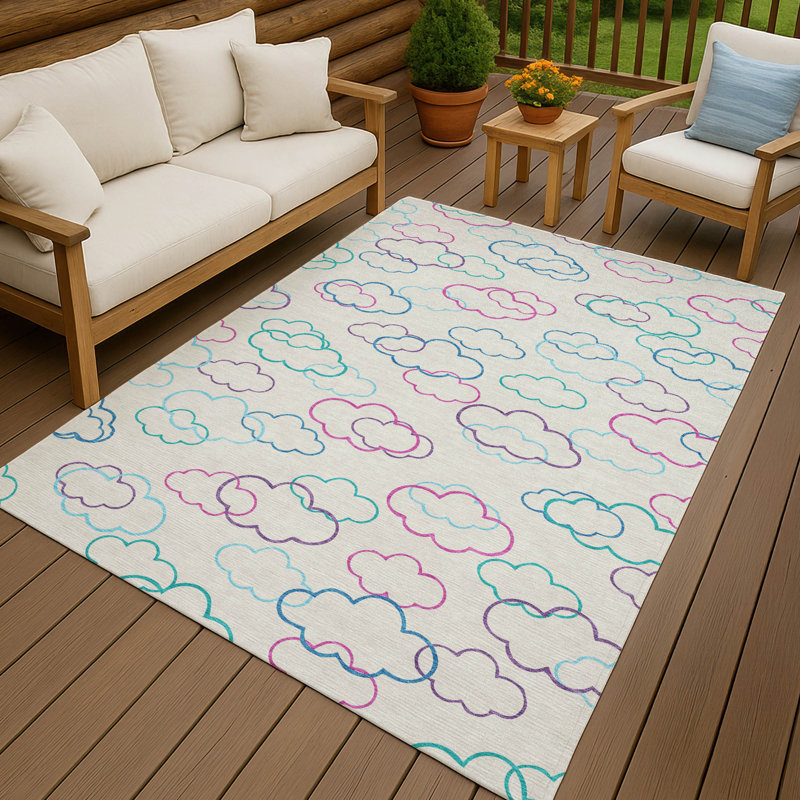 Machine Washable Indoor/Outdoor Chantille ACN2508 Kids Rug, Ivory, Rectangle 2'6" x 3'10"