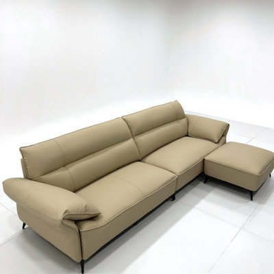 Canapé modulaire kaki en cuir véritable