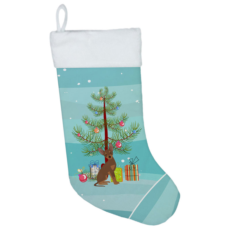 Merry Christmas Tree Stocking, Brown Prague Ratter