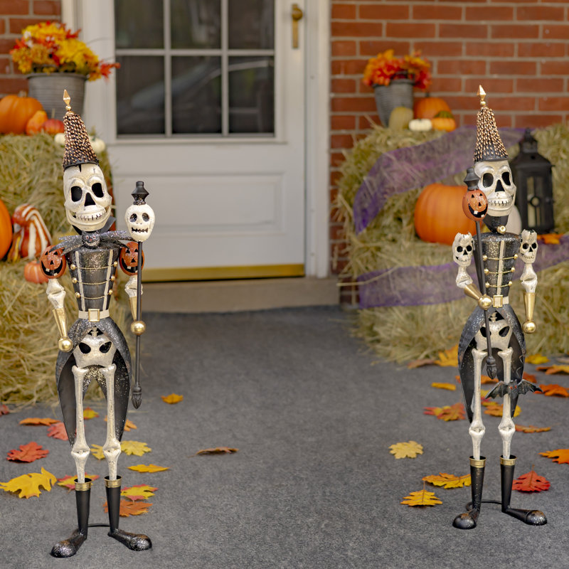 Métal squelette d'Halloween en métal (ensemble de 2), H 37 po x l 10 po x P 7,76 po