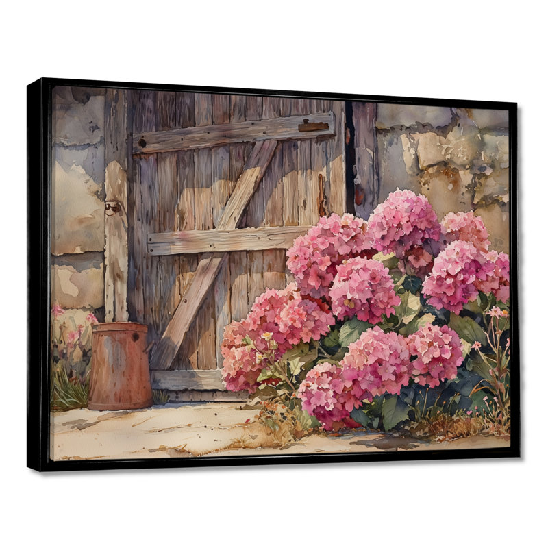 «Isabea Hydrangeas By The Stable Door II - Hydrangea», art mural, Noir, noir, noir, noir, H 12 po x l 20 po