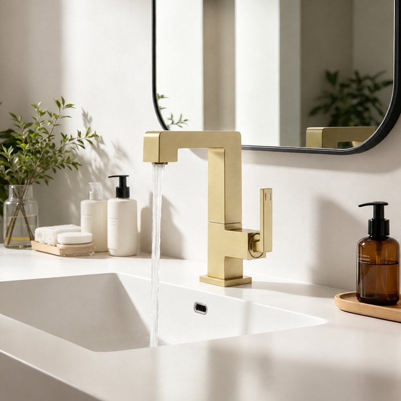 Single-Hole Single-Handle Bathroom Faucet, Brushed Gold