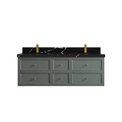 Roswell Floating 60'' Double Bathroom Vanity with Quartz Top