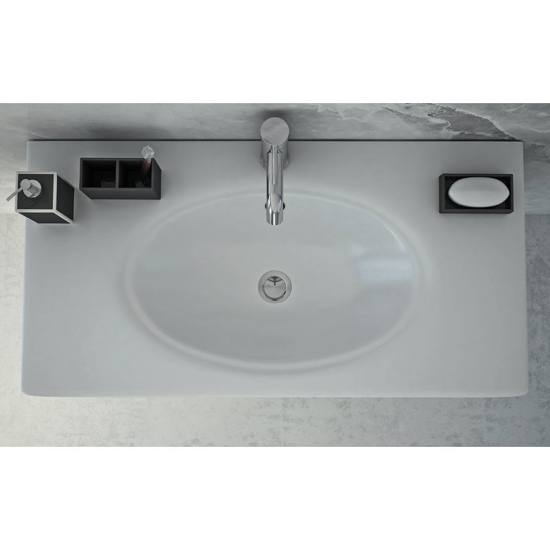 Lavabo de salle de bain ovale encastré en céramique avec trop-plein Hawgood