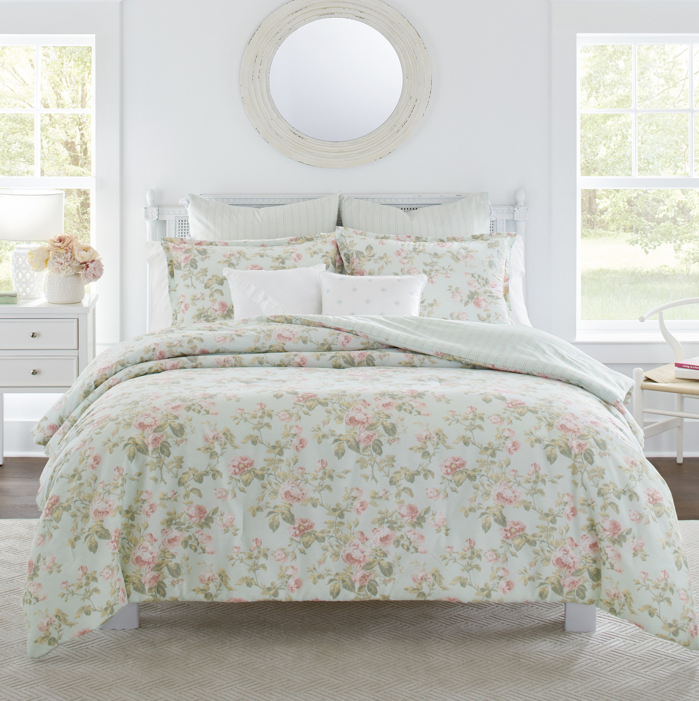 Laura Ashley Delphine Cotton Reversible Comforter Set Collection - ShopStyle