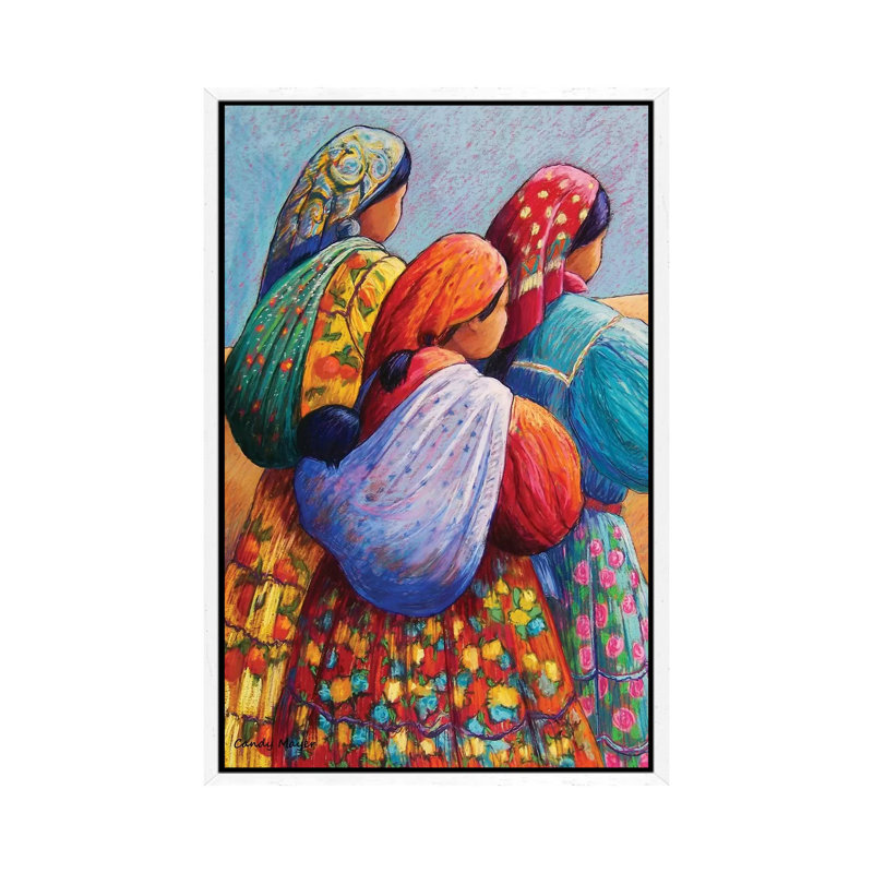 Tarahumara Women by Candy Mayer - Painting on Canvas, 66.04 cm H x 45.72 cm W, White Framed Canvas