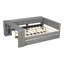 Lit plateforme tapissier avec tablettes de rangement, bureau, station de charge et lit gigogne-1341794862