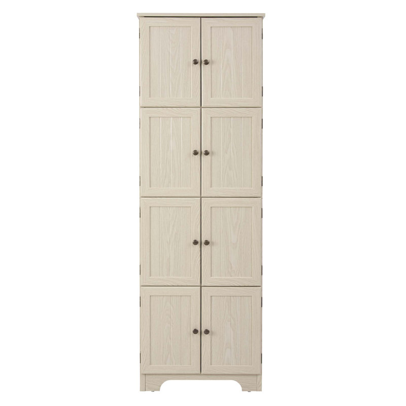 Armoire de rangement haute 72,4 "avec 8 portes et 4 tablettes, bibliothèque, salon, cuisine, salle à manger, armoire de rangement autoportante