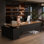 Black L-Shaped Solid Wood With Drawers Desk