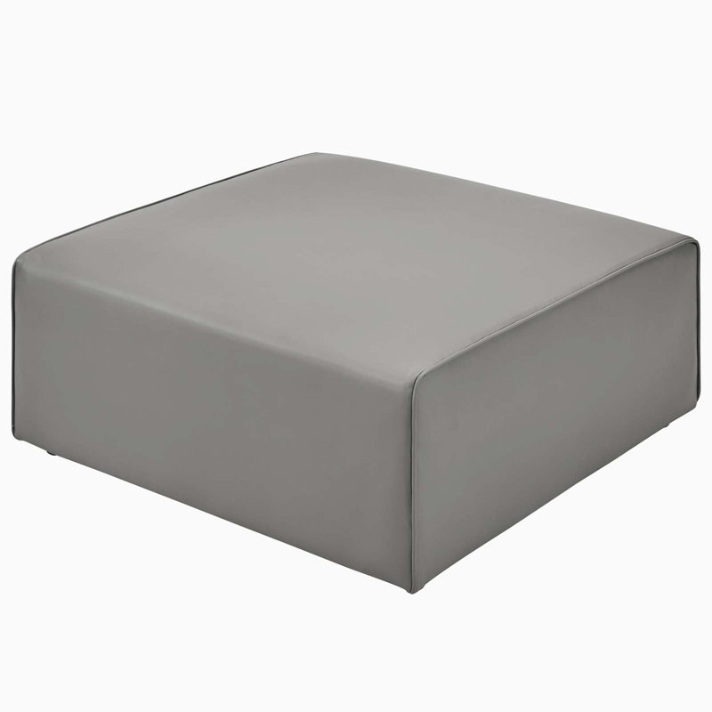 Mingle Performance Vegan Leather Ottoman by Modway, Gray Faux Leather