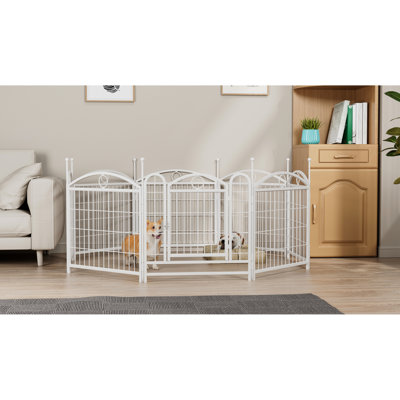 Parc pour chien 48,4 po x 48,4 po, fer, clôture pour animal de compagnie 48,4 po x 48,4 po en métal robuste, aire d'exercice imperméable