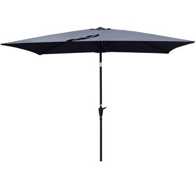 Parasol de patio rectangulaire 6 po x 9 pi, auvent en tissu respirant avec manivelle et inclinaison à bouton-poussoir pour piscine Parasol extérieur de 9 x 6 pi, piscine facile et imperméable