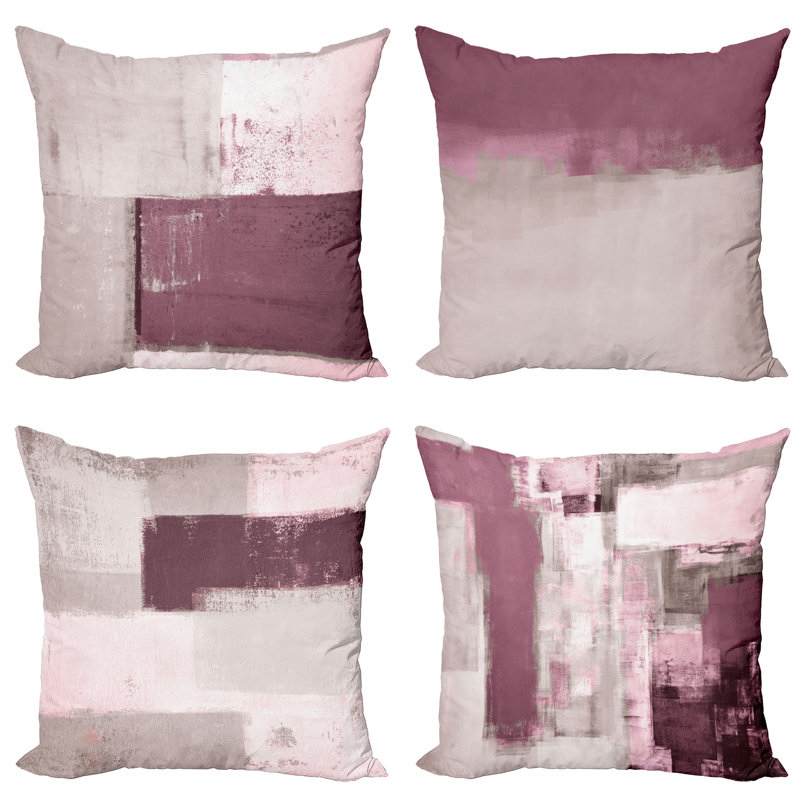 Reversible Pillow Cover, 18" H x 18" W, Dark Mauve / Taupe Grey