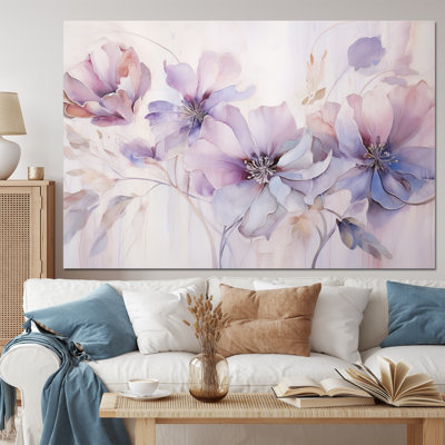 «Purple Botanical Whispers I», art mural abstrait