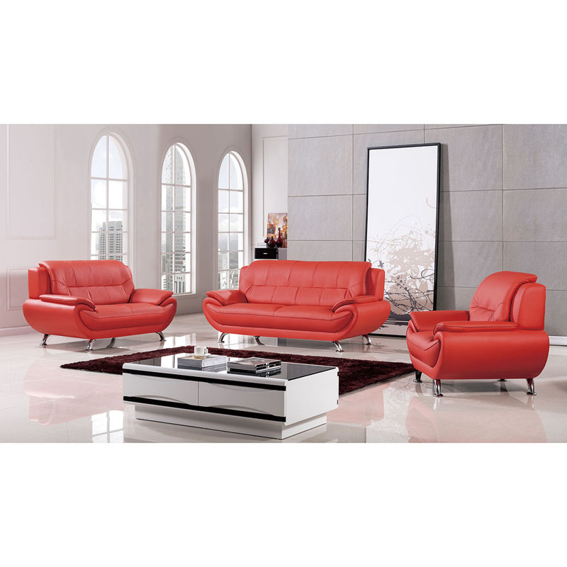 Sulayman Faux Leather Armchair, Red Faux Leather