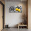 Art mural sur toile de grande cuisine rustique de style campagnard citron - Branche noire et blanche et décoration murale pour les cuisines et les salles à manger, impression sur toile avec cadre en pin élégant, 30 po x 60 po-465759789