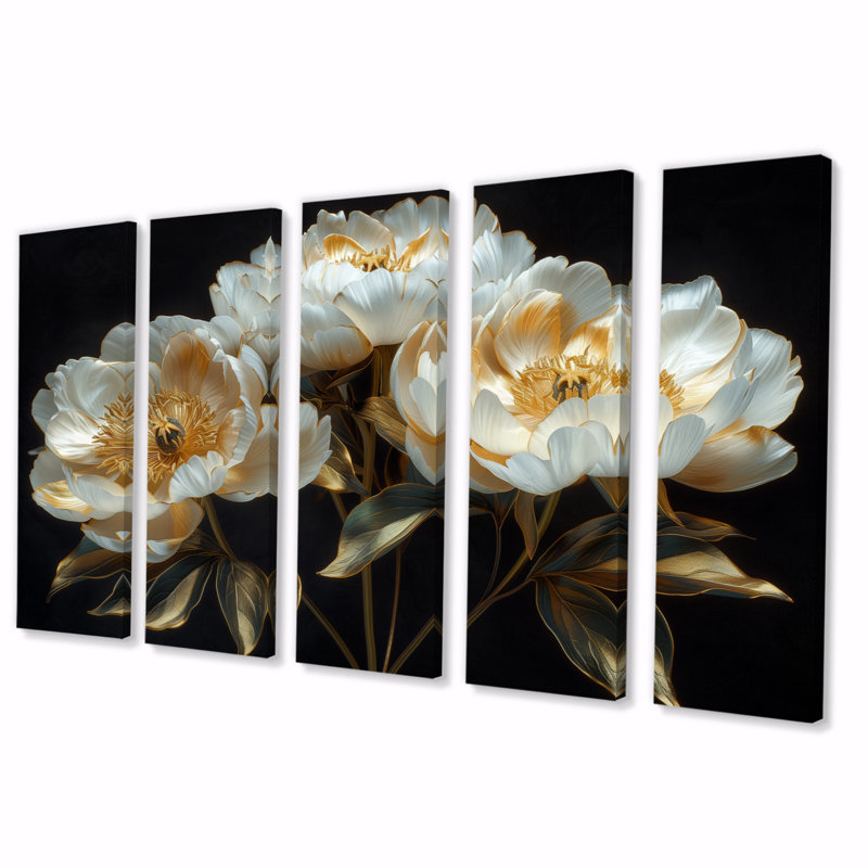 Gatton - pivoines, ensemble d'art sur toile, H 32 po x l 80 po