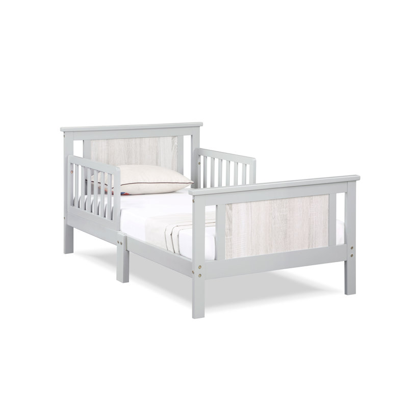 Connelly Toddler Bed and Nightstand Bundle, Gray, White