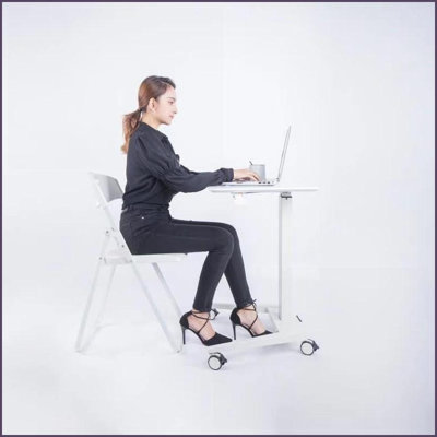 Bureau debout compact et réglable | Métal Bois | Blanc