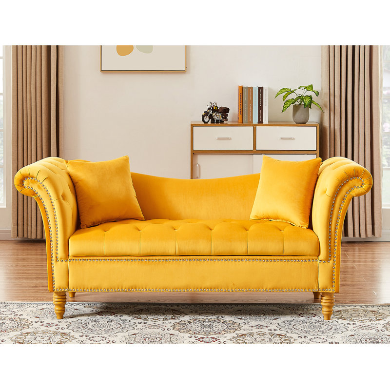 Repose-pieds de rangement rectangulaire en velours Jalinqua, 100 % polyester beige