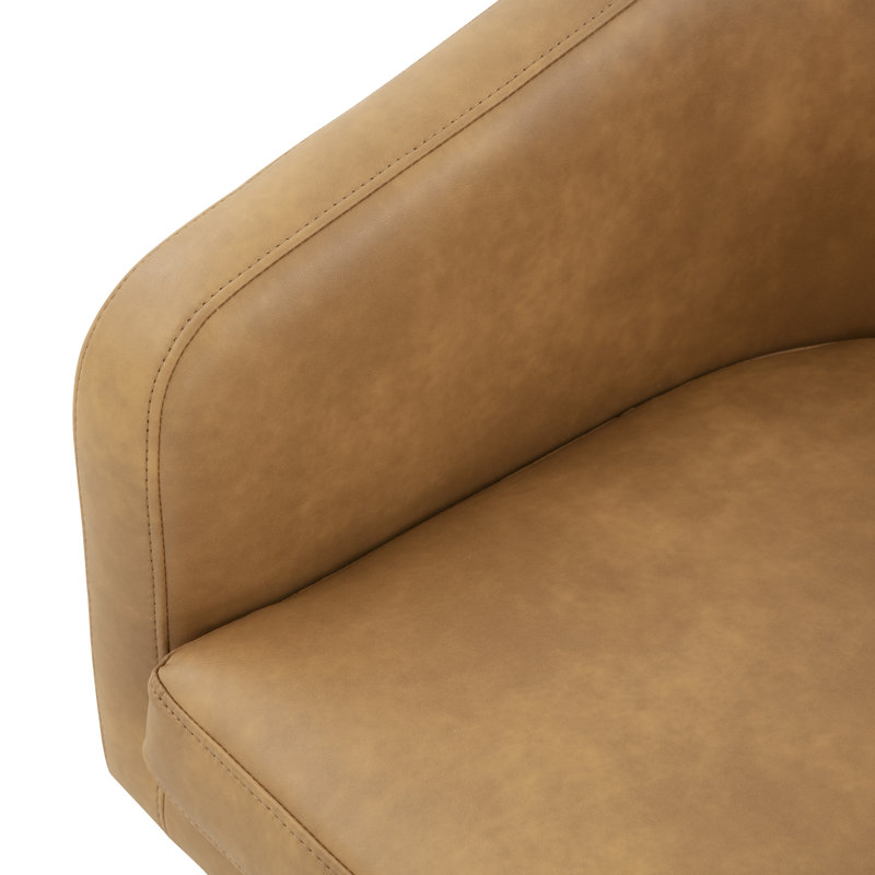 Fauteuil demi-tonneau de 27,6 po Joscelyne, Similicuir brun